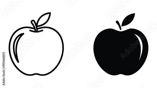 Simple apple icons in black and white