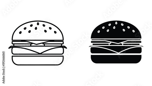 Black and white burger icons