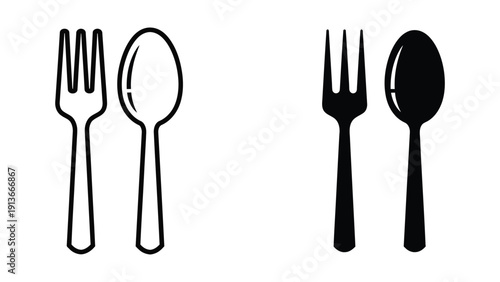 Fork and spoon icon set