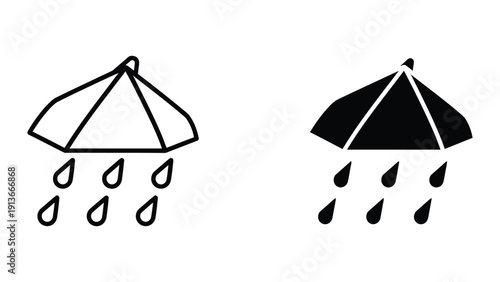 Two umbrellas in the rain