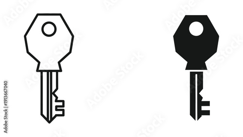 Two keys, one black and one white, on white background