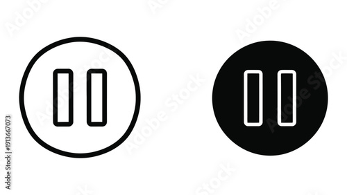Pause button icons in black and white