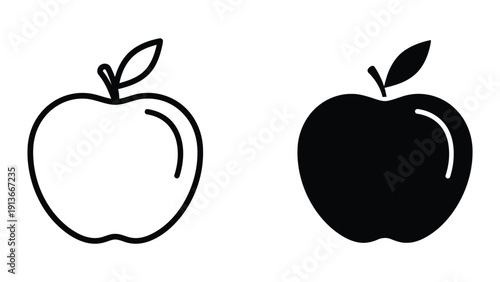 Simple black and white apple illustrations
