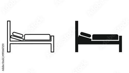 Simple bed icons in black and white