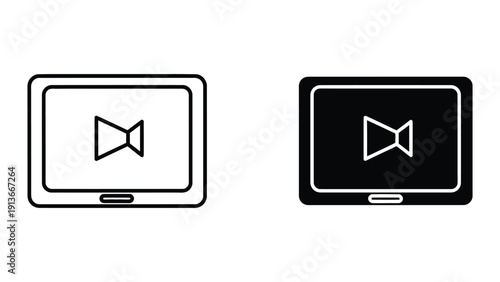 Laptop icons with play button