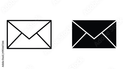 Envelope icons in black and white