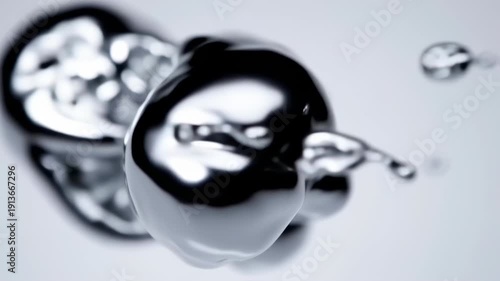 Wallpaper Mural Liquid Metal Spheres - A Macro View of Mercury Droplets. Torontodigital.ca