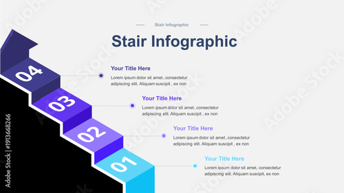 Fotografi 3D Stair Infographic with 5 Steps for Process Visualization