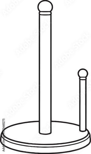 Paper Towel Holder No Roll Black and White Line Art Icon