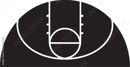 Half Basketball Court Top View Silhouette SVG With Markings