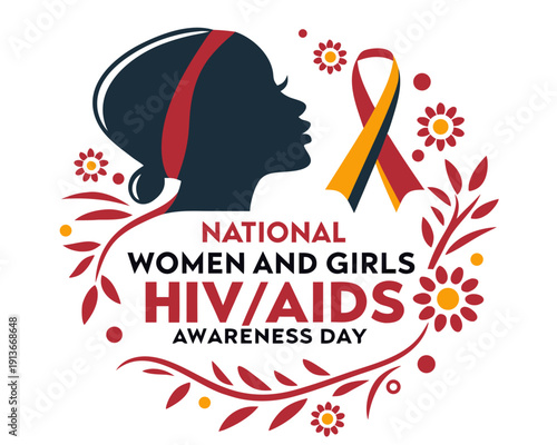 Vector Illustration for National Women and Girls HIV/AIDS Awareness Day, Pink Ribbon Design