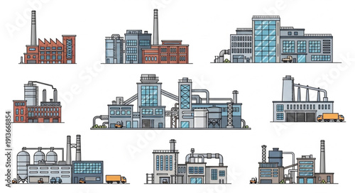 Collection of Industrial Factory Buildings and Structures.