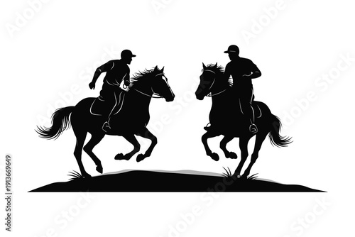 Two horse rider silhouette