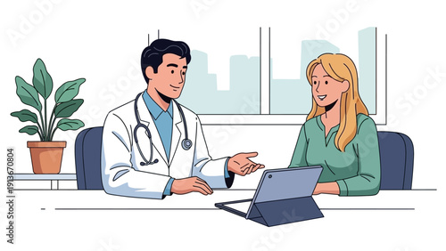 Doctor Consultation: Patient Discussing Health With Physician Using Tablet