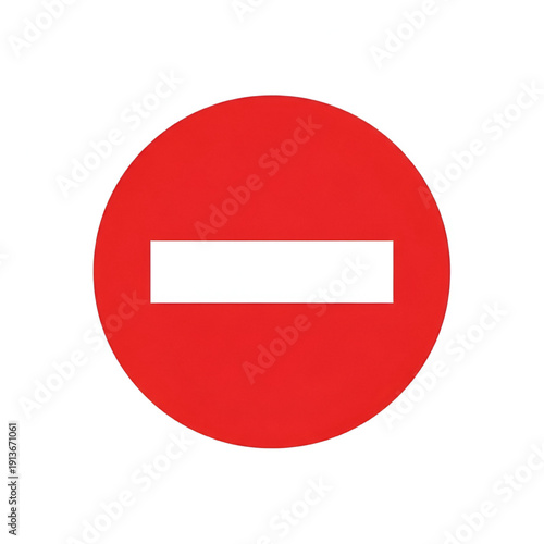 Red Prohibition Sign Isolated on White Background