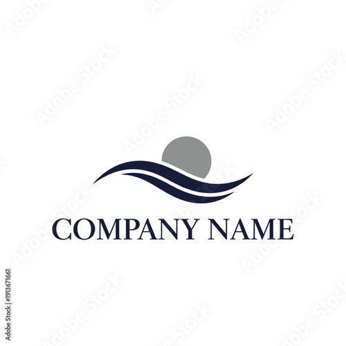 Simple company logo design with wavy lines and a circle.