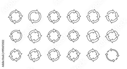 Distressed Circular Arrow Icons Set for Refresh Reload Cycle and Repeat Concepts