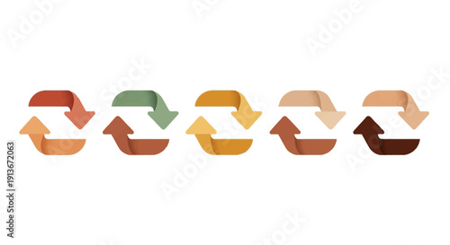 Diverse loop arrows in various skin tones, symbolizing continuous process, recycling, and inclusion