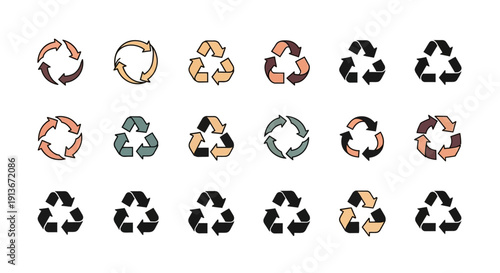 Diverse Recycling Symbols Collection for Eco-Friendly Waste Management