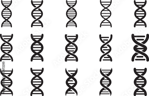 DNA helix icon set genetic structure biology science medical research vector bundle