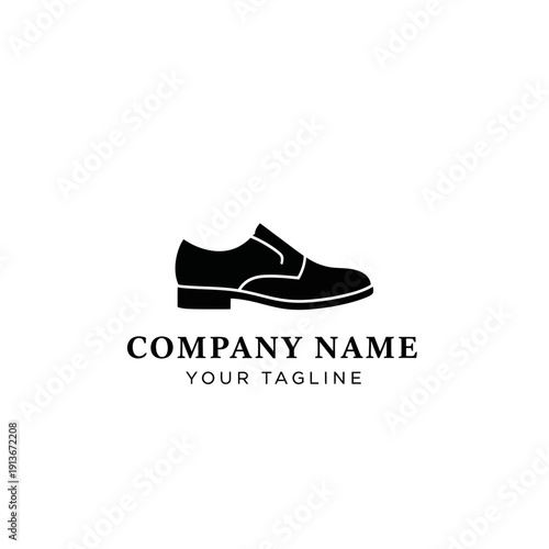 Black Shoe Logo Template for Company Branding and Advertising.