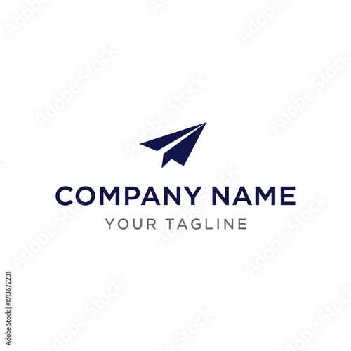 Modern Company Logo Template with Paper Plane Design.