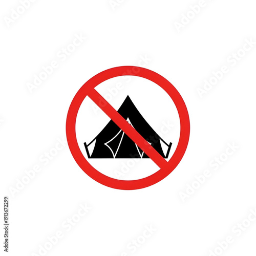 No Camping Sign Prohibited Tent Symbol