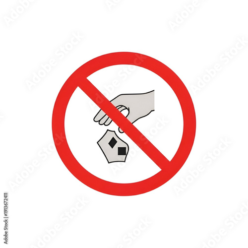 Prohibited Bribe Hand with Money Symbol in Red Circle