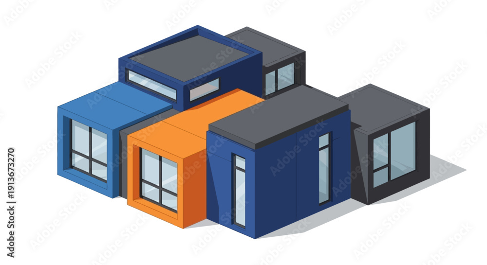 Fototapeta premium Modern residential house building isometric illustration icon