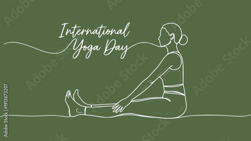 International Yoga Day Continuous Line Art Illustration