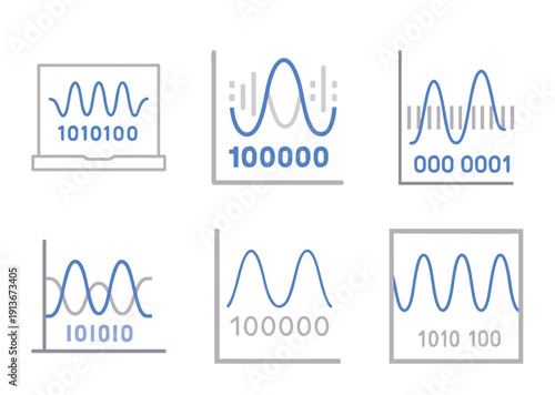 Binary Code Visualization Represented by Waveforms and Graphs for Data Analysis
