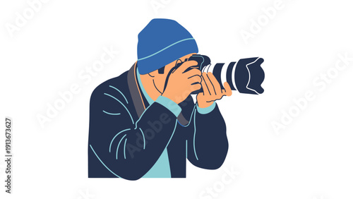 Photographer Capturing Image with Professional Camera