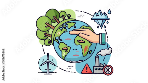 Planet Earth Conservation with Renewable Energy and Climate Change Warning