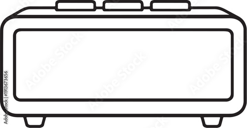 Digital Alarm Clock Blank Display Black and White Line Art Icon