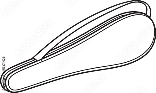 Badminton Racket Cover Sleeve Line Art 3D Lite Black White Side View