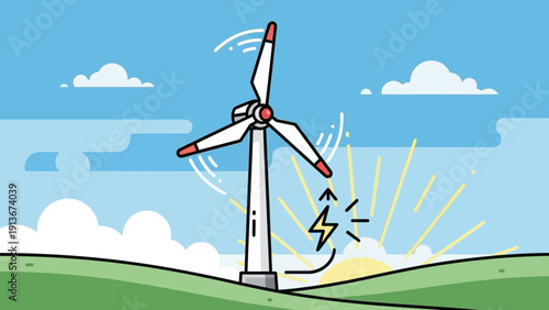 Wind Turbine Generating Clean Energy at Sunrise