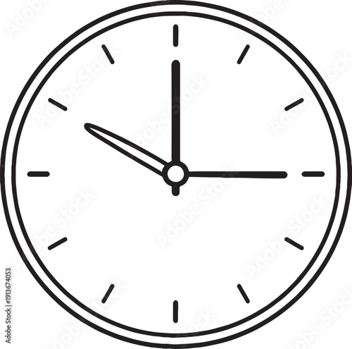 Analog Wall Clock No Numbers Black and White Line Art Icon