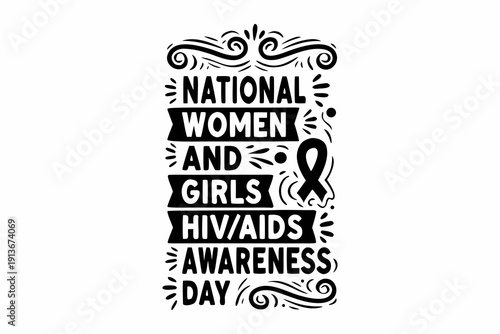 HIV/AIDS Awareness for Women and Girls Vector, National Awareness Day Illustration