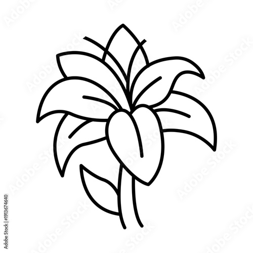 Lily Flower Outline Icon – Botanical Garden Line Vector Illustration