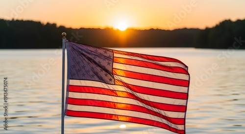 American flag waving on 4th of july and labor day patriotic holiday celebrations