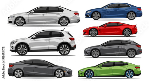 Collection of modern electric vehicles in various colors.