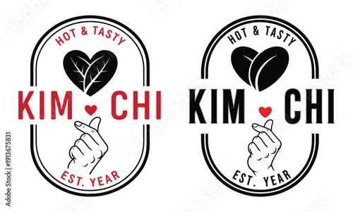 Vibrant fermented foods icons set: kimchi & more