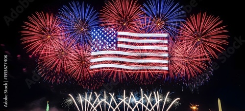 American flag day fireworks display on 4th of july and labor day celebrations