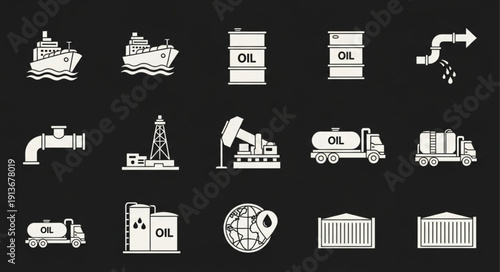 Collection of oil industry icons and symbols.