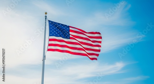 American flag waving on labor day 4th of july and flag day celebrations