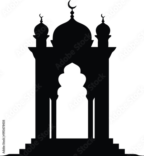 Minimalist black minbar pulpit used for friday sermons silhouette vector icon