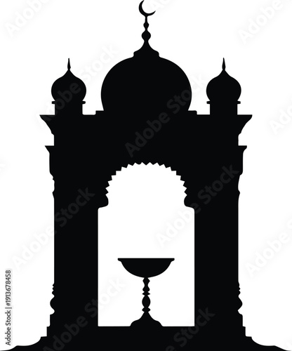 Minimalist black minbar pulpit used for friday sermons silhouette vector icon