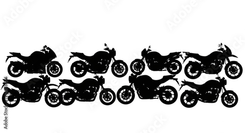 Collection of Motorcycle Silhouettes on White Background.