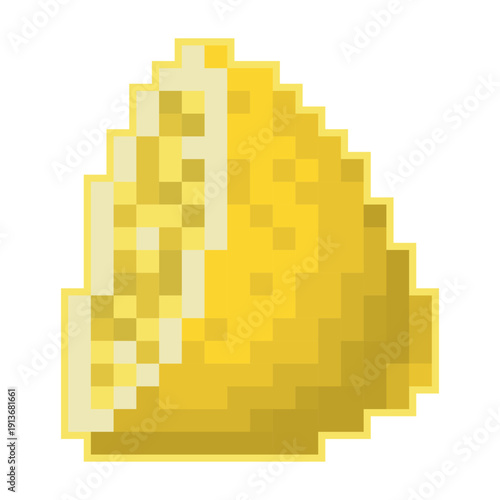 Yellow lemon isolated on a white background. Vector illustration. Pixel art.