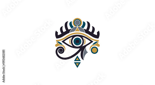 Geometric mystical eye of horus logo vector.